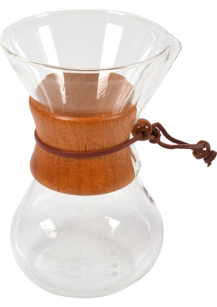 800ML Kahve Makinesi Üzerine Dökün, Cam Sürahi ve Yeniden Kullanılabilir Filtre ile Manuel Kahve Damlatıcı Brewer, Gerçek Açık Kahverengi Ahşap Kollu (Yurt Dışından)