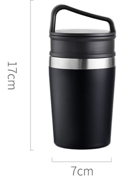 350ML Kahve Fincanı Taşınabilir Paslanmaz Çelik Su Bardağı Kahve Kupa Kapaklı Ev ve Dış Mekan Için Uygun, Siyah (Yurt Dışından) fiyatları