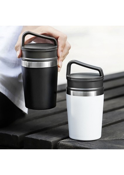 350ML Kahve Fincanı Taşınabilir Paslanmaz Çelik Su Bardağı Kahve Kupa Kapaklı Ev ve Dış Mekan Için Uygun, Siyah (Yurt Dışından) indirimleri