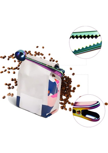 Kahve Kepçe Klipsi, 4 Adet Paslanmaz Çelik Masa Kaşığı, 2'si 1 Arada Uzun Saplı Çok Fonksiyonlu Sızdırmazlık Torbası Klipsi Çay, Kahve Vb (Yurt Dışından) fırsatları