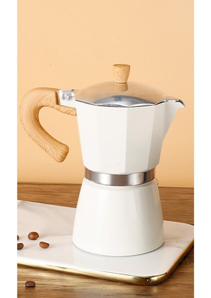 300ML Vintage Ahşap Saplı Espresso Makinesi Moka Pot Klasik Italyan Cafe Araçları Mutfak Cafe Aksesuarları (Yurt Dışından)