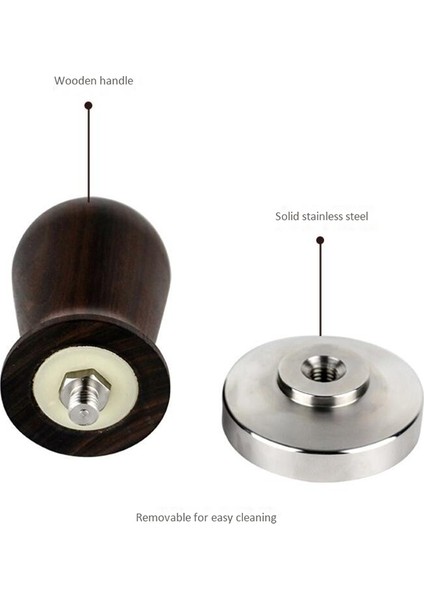 53 mm Ahşap Saplı Kahve Presi Sabotaj Tozu Çekiç Paslanmaz Çelik Taban Cuibourtia Ahşap Barista Espresso Sabotaj (Yurt Dışından)