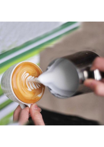 Süt Sürahisi 350ML Paslanmaz Çelik Köpürtme Sürahi Çekme Çiçek Fincan Kahve Süt Köpürtücü Latte Sanat Süt Köpüğü Aracı Coffeeware (Yurt Dışından)