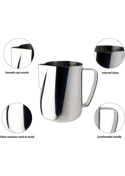 Süt Sürahisi 350ML Paslanmaz Çelik Köpürtme Sürahi Çekme Çiçek Fincan Kahve Süt Köpürtücü Latte Sanat Süt Köpüğü Aracı Coffeeware (Yurt Dışından)