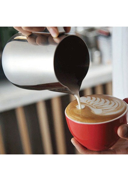 Süt Sürahisi 350ML Paslanmaz Çelik Köpürtme Sürahi Çekme Çiçek Fincan Kahve Süt Köpürtücü Latte Sanat Süt Köpüğü Aracı Coffeeware (Yurt Dışından)