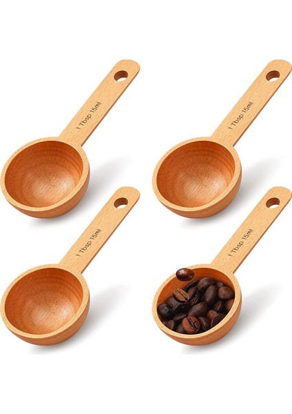 4 Adet Kahve Kaşığı Ahşap Kahve Kaşığı Kahve Çekirdeklerini Ölçmek Için Ölçü Kepçesi Çay Ev Mutfak Aksesuarları, 15 ml (Yurt Dışından)