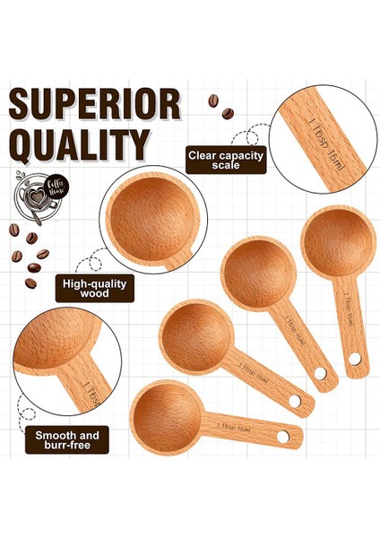 4 Adet Kahve Kaşığı Ahşap Kahve Kaşığı Kahve Çekirdeklerini Ölçmek Için Ölçü Kepçesi Çay Ev Mutfak Aksesuarları, 15 ml (Yurt Dışından) indirimleri