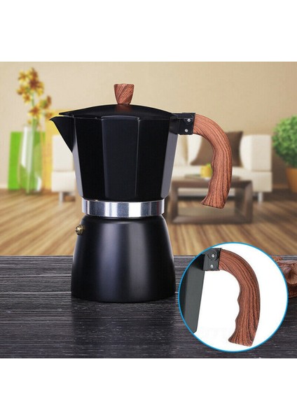 3 Fincan Moka Cezve Espresso Makinesi Küba Kahve Makinesi Ev Ofis Için Aracı (150 ml Siyah) (Yurt Dışından)