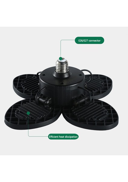 10000LM LED Garaj Işık E27 100 W Ampul Deforme Edilebilir Tavan Armatür Lambası Atölye Endüstriyel ve Madencilik Için Kara-Gümüş (Yurt Dışından)