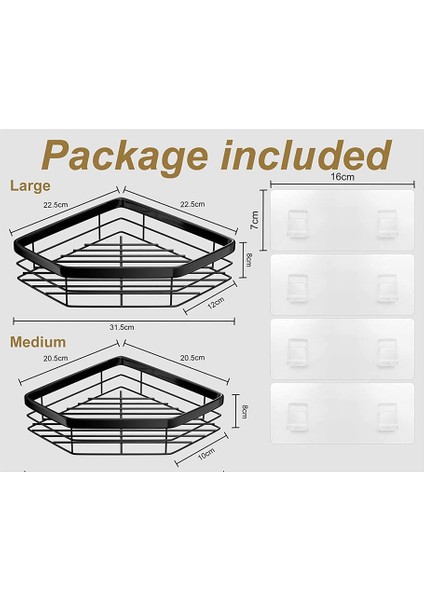 Duş, Delme Yok, 4'lü Paket, Paslanmaz Çelik Duş Sepeti, Sabunluklu Banyo Rafı (Yurt Dışından) fırsatları