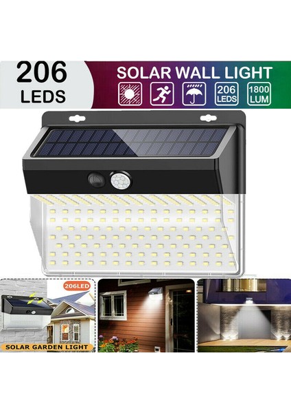 4 Paket 206 LED Güneş Işıkları Powered Pır Hareket Sensörü Işık Açık Bahçe Güvenlik Sel Lambası (Yurt Dışından) modelleri