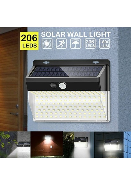 4 Paket 206 LED Güneş Işıkları Powered Pır Hareket Sensörü Işık Açık Bahçe Güvenlik Sel Lambası (Yurt Dışından) fırsatları