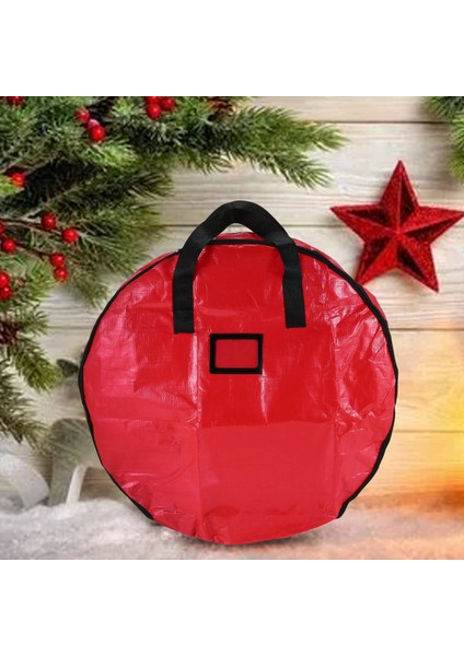 Noel Çelenk Saklama Çantası 23.62INCH Garland Tatil Konteyneri Kolları ve Şeffaf Kart Yuvası Kırmızı (Yurt Dışından)