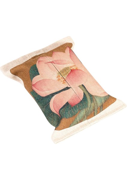 Kutu Mendil Taşınabilir Peçete Kutusu Pamuk Keten Araba Lotus Desen 9.4x6.6in Pembe Yeşil (Yurt Dışından)