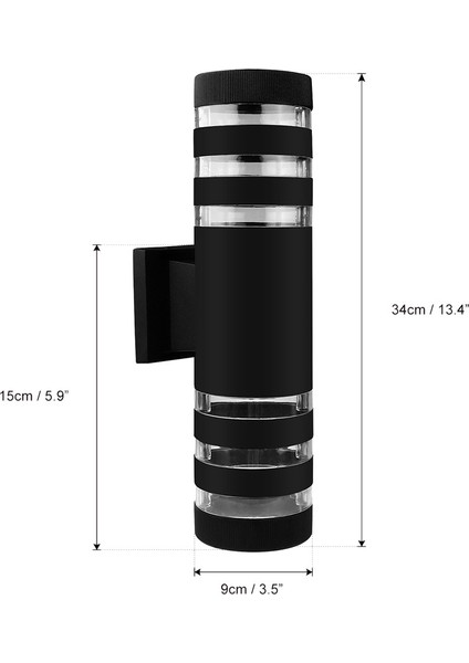 Yuvarlak LED Duvar Lambası E27 Çift Kafa Kapalı Dış Mekan Su Geçirmez Aplik Yukarı Aşağı Sundurma Lambası (Siyah) (Yurt Dışından) fiyatları