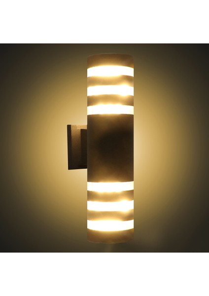 Yuvarlak LED Duvar Lambası E27 Çift Kafa Kapalı Dış Mekan Su Geçirmez Aplik Yukarı Aşağı Sundurma Lambası (Siyah) (Yurt Dışından) modelleri