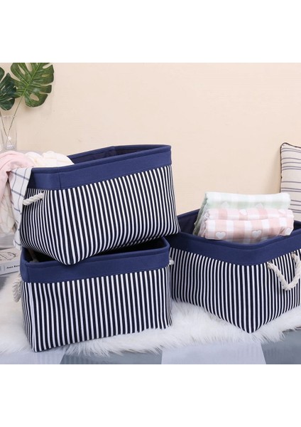 2 Paket Katlanabilir Mavi ve Beyaz Çizgili Dikişli Depolama Sepeti Oyuncak Depolama Sepeti Ev Düzenleme Sepeti (Yurt Dışından) fiyatları