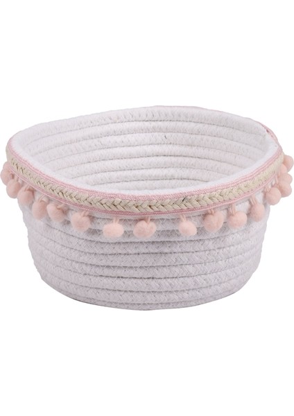 Top Pamuk Halat Dokuma Depolama Sepeti Masaüstü Kozmetik Depolama Sepeti Iskandinav Tarzı Enkaz Saklama Kutusu Pembe (Yurt Dışından)
