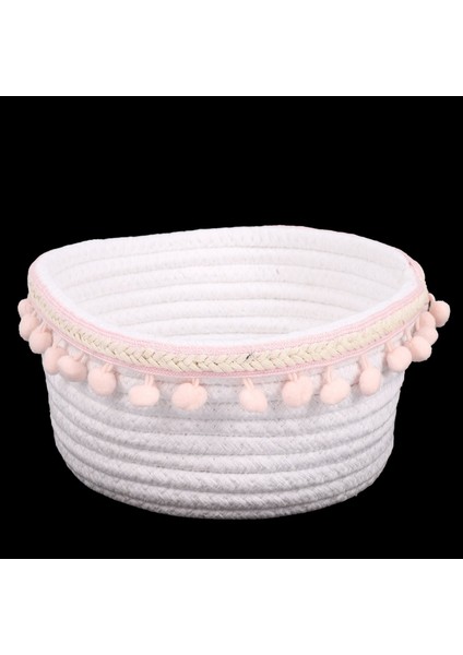 Top Pamuk Halat Dokuma Depolama Sepeti Masaüstü Kozmetik Depolama Sepeti Iskandinav Tarzı Enkaz Saklama Kutusu Pembe (Yurt Dışından) fiyatları