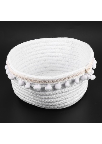 Top Pamuk Halat Dokuma Depolama Sepeti Masaüstü Kozmetik Depolama Sepeti Iskandinav Tarzı Enkaz Saklama Kutusu Beyaz (Yurt Dışından) modelleri