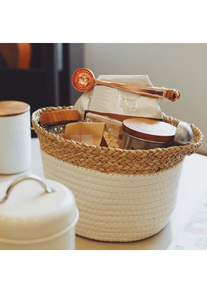 Pamuk Halat Saman Dokuma Depolama Sepeti Başucu Masa Üstü Aperatifler Enkaz Sepeti Masaüstü Çeşitli Eşyalar Pamuk Saklama Kutusu (Yurt Dışından) fırsatları