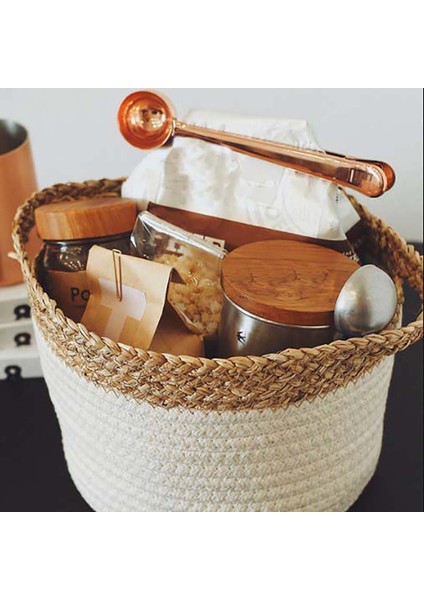 Pamuk Halat Saman Dokuma Depolama Sepeti Başucu Masa Üstü Aperatifler Enkaz Sepeti Masaüstü Çeşitli Eşyalar Pamuk Saklama Kutusu (Yurt Dışından) indirimleri