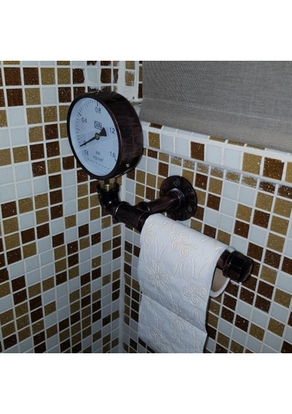 Ferforje Kağıt Havlu Askısı Su Borusu Katı Ahşap Kağıt Havlu Askısı Raf Banyo Rafı Rulo Kağit Kutu (Yurt Dışından) indirimleri