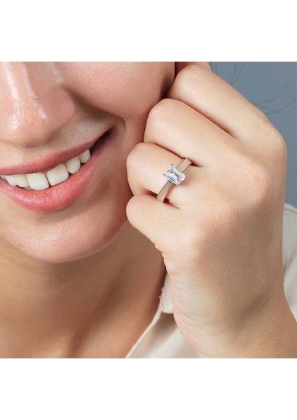 Starlight Diamond Pırlanta Montür Minimal Tasarım 925 Ayar Gümüş Bayan Baget Yüzük modelleri