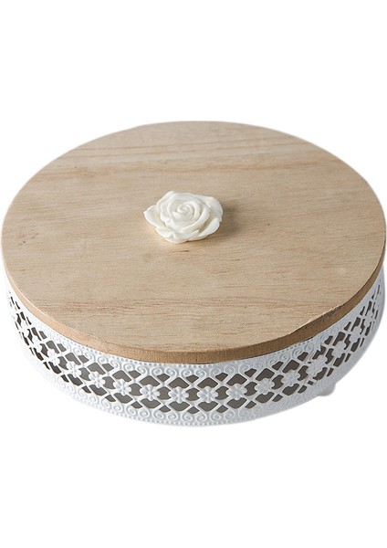 Gül Meyve Kapak Plakası Kaplı Gıda Saklama Kutusu Oturma Odası Dolabı Masası Demir Süs Dekorasyon (Küçük) (Yurt Dışından)