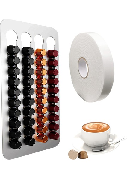 Kahve Kapsül Tutucu, Paslanmaz Çelik Kahve Kapsül Tutucu Çift Taraflı Yapışkanlı 40 Kahve Kapsül Organizatör Tutar (Yurt Dışından) indirimleri