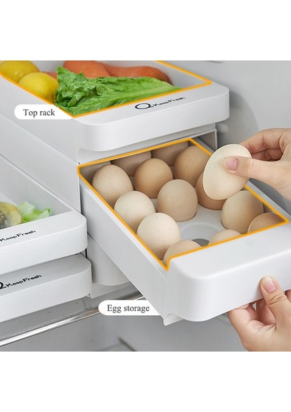 Mutfak Istiflenebilir Yumurta Depolama Çekmecesi Buzdolabı Gıda Organizatör Kutusu Çekme Açık Mutfak Saklama Kutusu 2 Katlı (Yurt Dışından) fiyatları