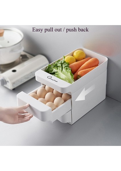 Mutfak Istiflenebilir Yumurta Depolama Çekmecesi Buzdolabı Gıda Organizatör Kutusu Çekme Açık Mutfak Saklama Kutusu 2 Katlı (Yurt Dışından) indirimleri