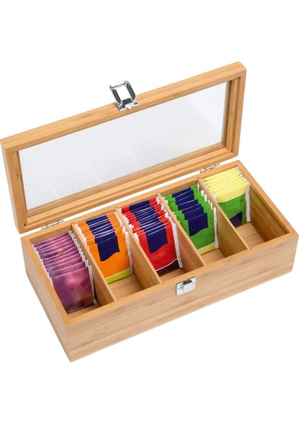 Çok Fonksiyonlu Bambu Sistemi Çay Poşeti Takı Organizatör Saklama Kutusu 5 Bölme Çay Kutusu Organizatör Şeker Konteyner (Yurt Dışından) fiyatları