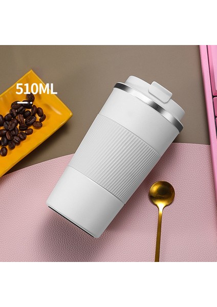 510ML Çift Paslanmaz Çelik 304 Kahve Kupa Sızdırmaz Araba Olmayan Termos Seyahat Termos Bardak Su Şişesi Beyaz (Yurt Dışından)