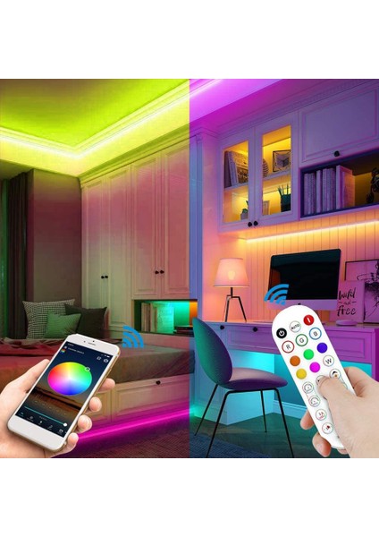 LED Şerit Işık Için Wifi Akıllı Rgb Müzik Denetleyicisi + Kızılötesi Uzaktan Kumanda Renkli Şerit Işıkları Için 24 Tuşlu Kablosuz (Yurt Dışından)
