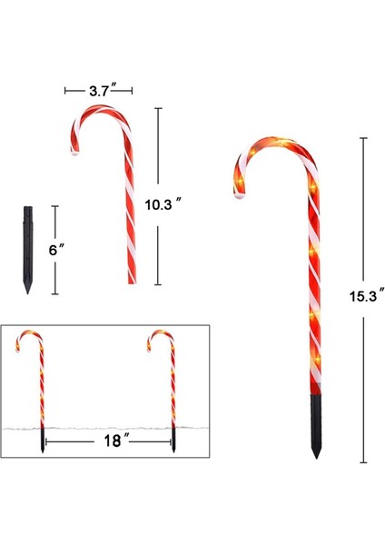 Dört Güneş Lolipop Işıkları Için Bir Açık Su Geçirmez LED Noel Şeker Işıkları Tatil Dekorasyon Çim Işıkları (Yurt Dışından) modelleri