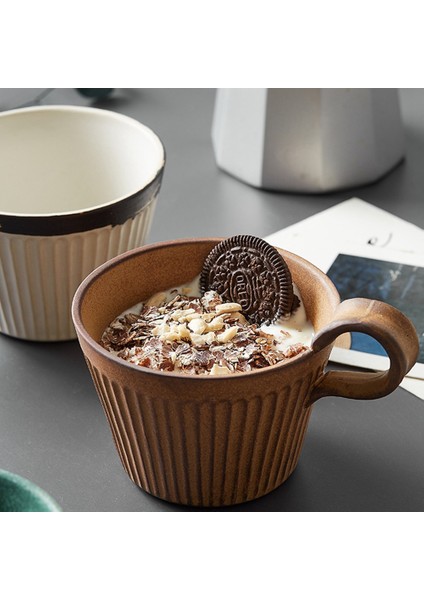 Stoneware Kahve Fincanı El Yapımı Japon Retro Kahve Fincanı Seramik Kahvaltı Fincan Cappuccino Fincan Arkadaşlar Için (Sarı) (Yurt Dışından) fiyatları