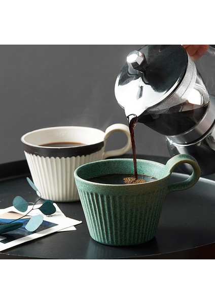 Stoneware Kahve Fincanı El Yapımı Japon Retro Kahve Fincanı Seramik Kahvaltı Fincan Cappuccino Fincan Arkadaşlar Için (Sarı) (Yurt Dışından) indirimleri