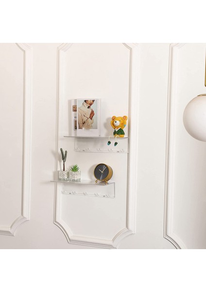 Temizle Yüzer Raflar Ekran Led, Çıkarılabilir Havlu Kancaları ile 2 Pcs Dekoratif Duvar Depolama Rafları (Yurt Dışından)