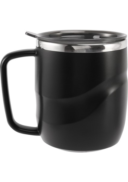 Paslanmaz Çelik Yalıtımlı Kahve Kupa Sürgülü Kapaklı Vakum Seyahat Kulplu Kupa Kamp Çay Şişesi (Siyah) (Yurt Dışından)