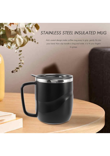 Paslanmaz Çelik Yalıtımlı Kahve Kupa Sürgülü Kapaklı Vakum Seyahat Kulplu Kupa Kamp Çay Şişesi (Siyah) (Yurt Dışından) fiyatları