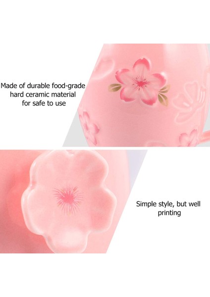 Pembe Seramik Bardak Seti Sevimli Çay Fincanı Kumtaşın Kahve Fincanı Kupa Çay Fincanı Kahve Fincanı Doğum Günü Hediyesi Seramik Kapaklı Kaşık 400 ml (Yurt Dışından)