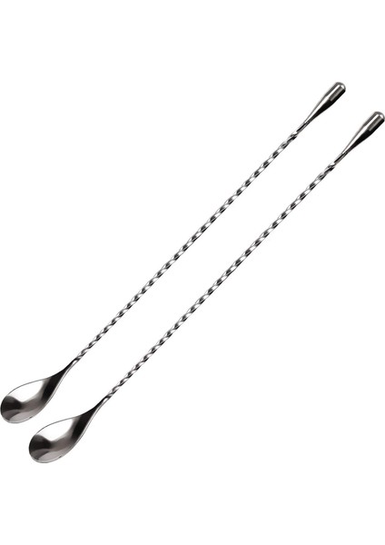 Karıştırma Kaşığı Paslanmaz Çelik 2 Profesyonel Kokteyl Bar Aracı Seti (12 Inç) Japon Tarzı Gözyaşı Uç Tasarımı (Yurt Dışından)