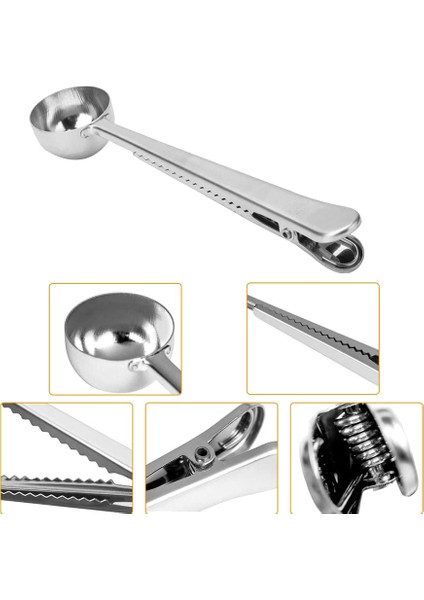 Adet Kahve Kaşığı, Paslanmaz Çelik Kısa Saplı Ölçüm Kaşığı 2 In 1 Uzun Saplı Kaşık Klipsi Kahve Çay Şeker (Yurt Dışından) modelleri