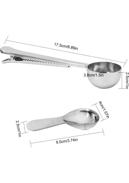 Adet Kahve Kaşığı, Paslanmaz Çelik Kısa Saplı Ölçüm Kaşığı 2 In 1 Uzun Saplı Kaşık Klipsi Kahve Çay Şeker (Yurt Dışından) fırsatları