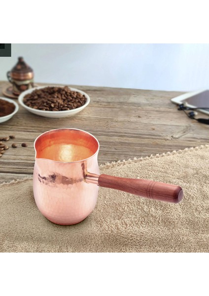 450ML Saf Bakır El Yapımı Kahve Çay Seti Türk Yunan Arapça Cezve Ahşap Saplı Kahve Makinesi Barista Için (Yurt Dışından) modelleri