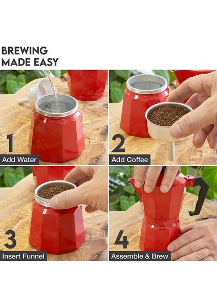 Espresso Makinesi, Güçlü Taze Demlenmiş Espresso Kahvesi Için Italyan Kahvesi 6 Fincan Moka Pot (Kırmızı) (Yurt Dışından) modelleri