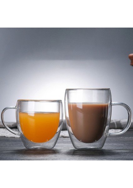 Şeffaf Cam Kahve Fincanı Süt Viski Çay Çift Isıya Dayanıklı Kokteyl Votka Şarap Kupa DRINKWARE-200ML (Yurt Dışından)