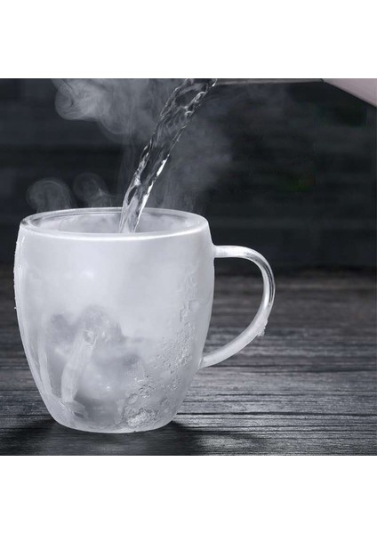 Şeffaf Cam Kahve Fincanı Süt Viski Çay Çift Isıya Dayanıklı Kokteyl Votka Şarap Kupa DRINKWARE-200ML (Yurt Dışından)