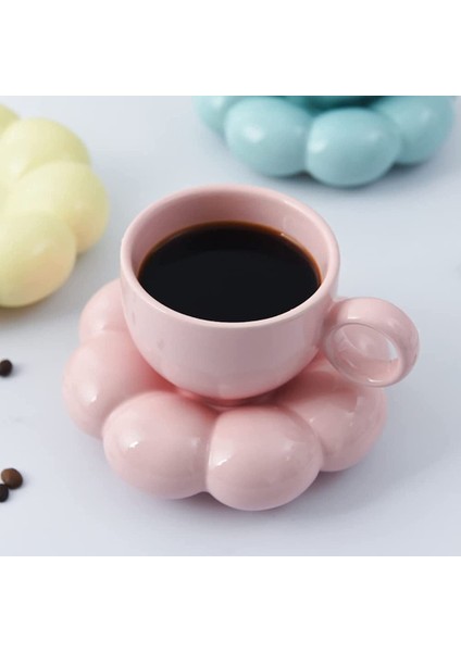 Çiçek Kahve Fincanı ve Tabak Seti Sevimli Kupa ve Tabak Seti Ayçiçeği Tabağı ile Seramik Kahve Fincanı Latte Bardak 6.7 Oz Pembe (Yurt Dışından) fırsatları